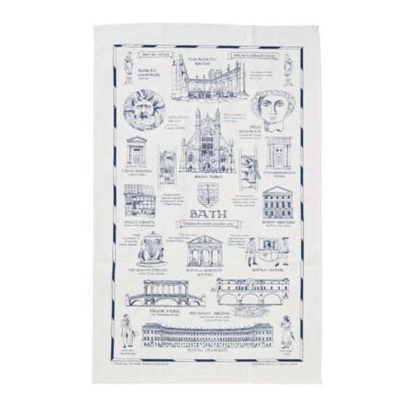 Bath England Heritage Tea Towel Made By Temple Island Designed D. Mason Jones - Picture 5 of 5